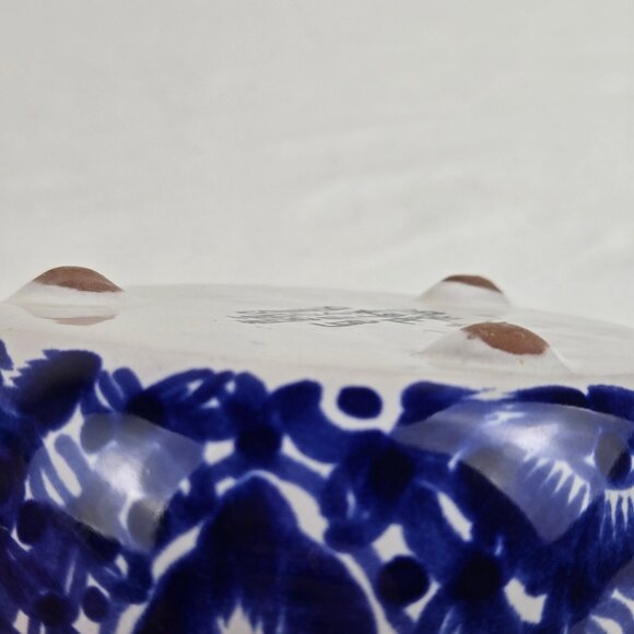 Blue White Trinket Box w/Lid Signed Castillo Hand Made in Mexico Glazed Pottery - Picture 8 of 12